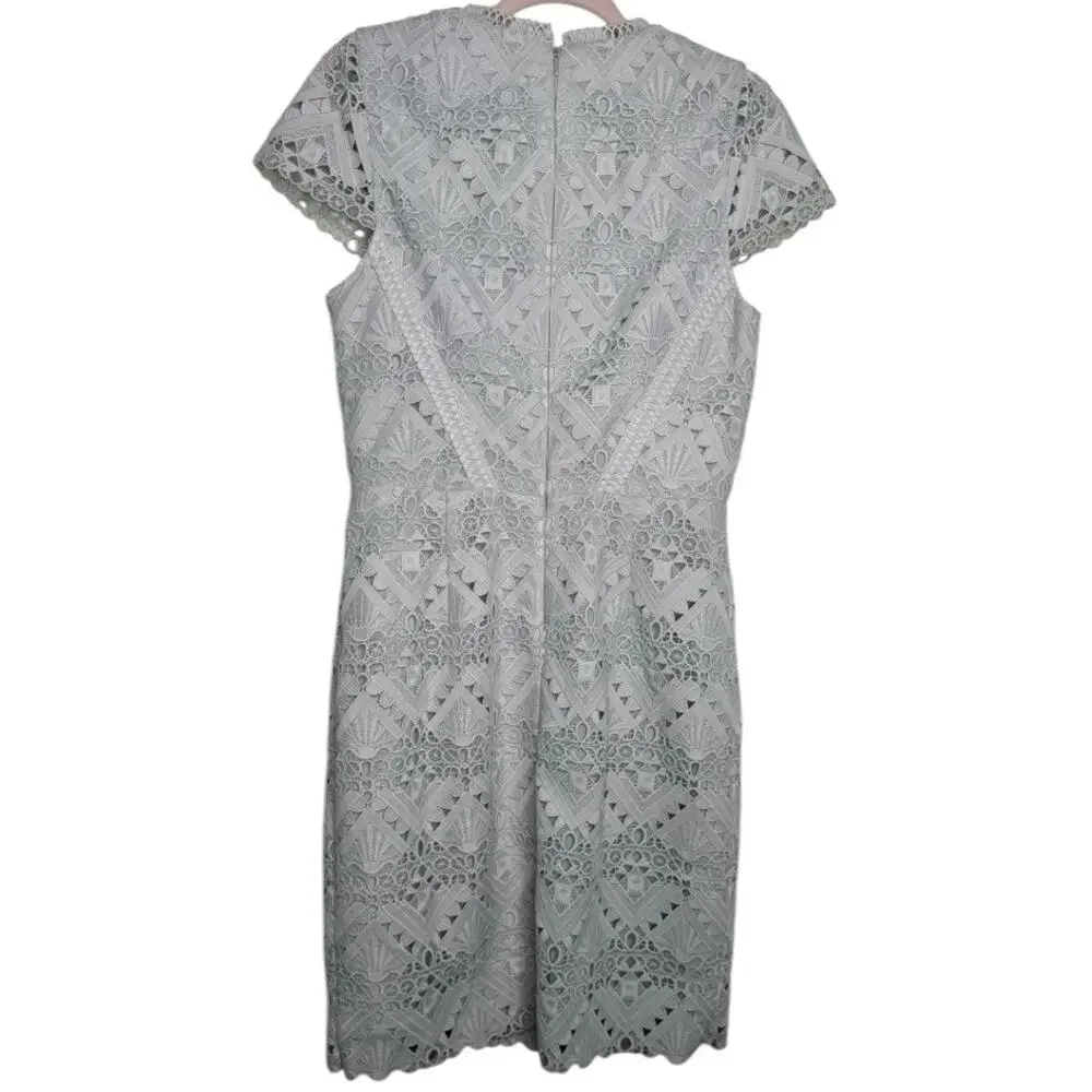 Reiss Liza Cap Sleeve Lace Dress in Sage Green Mint Green Dress Size 8